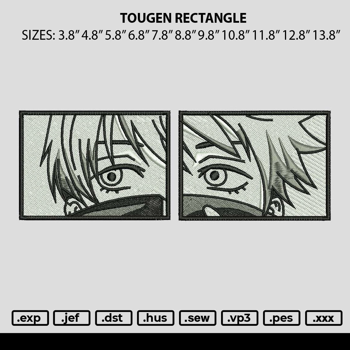 Tougen Rectangle Embroidery File 6 sizes