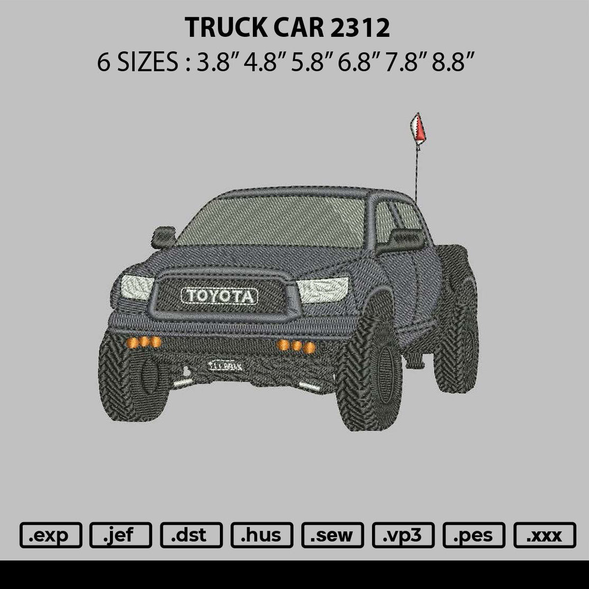 Truck Car 2312 Embroidery File 6 sizes