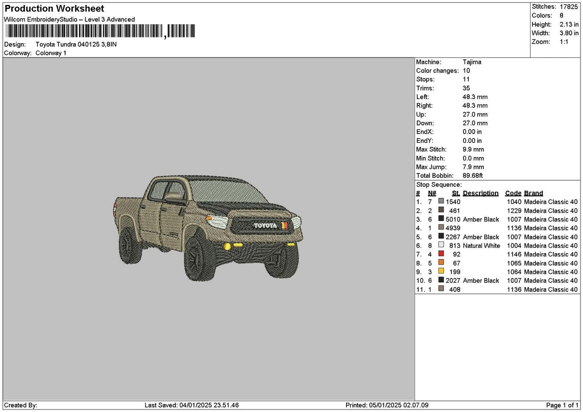Car 0501 Embroidery File 6 sizes