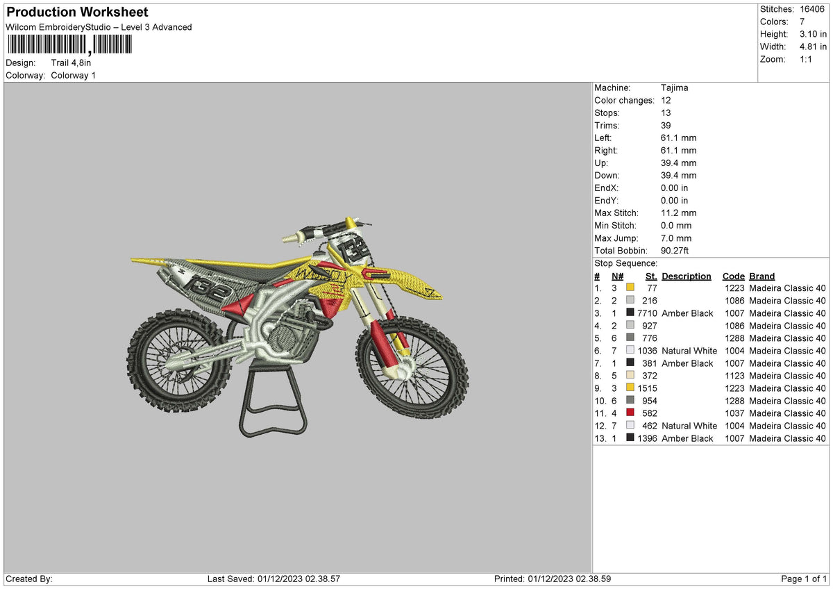 Trail Embroidery File 6 sizes