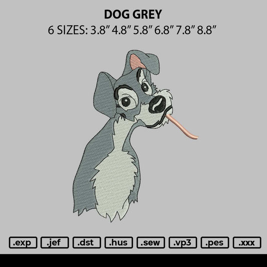 Dog Grey Embroidery File 6 sizes
