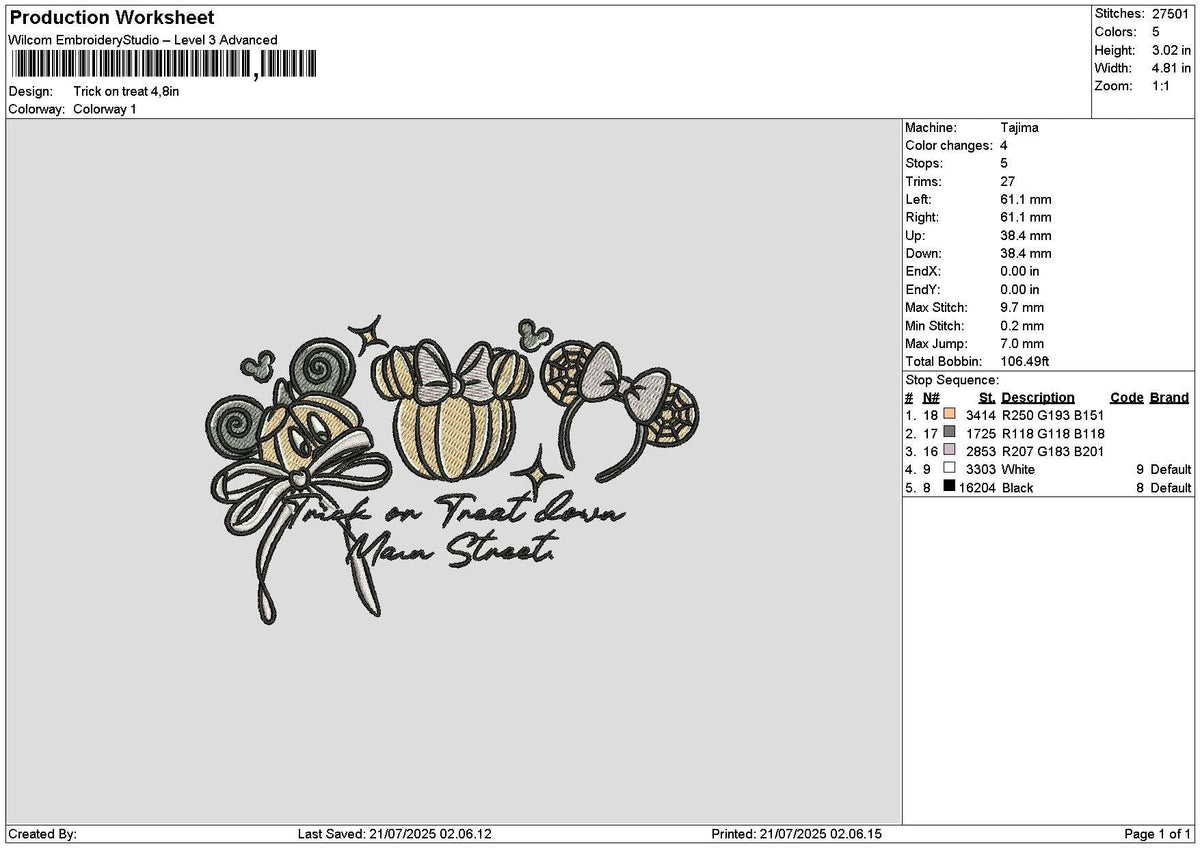 Mickeypumpkin 001 Embroidery File 6 sizes