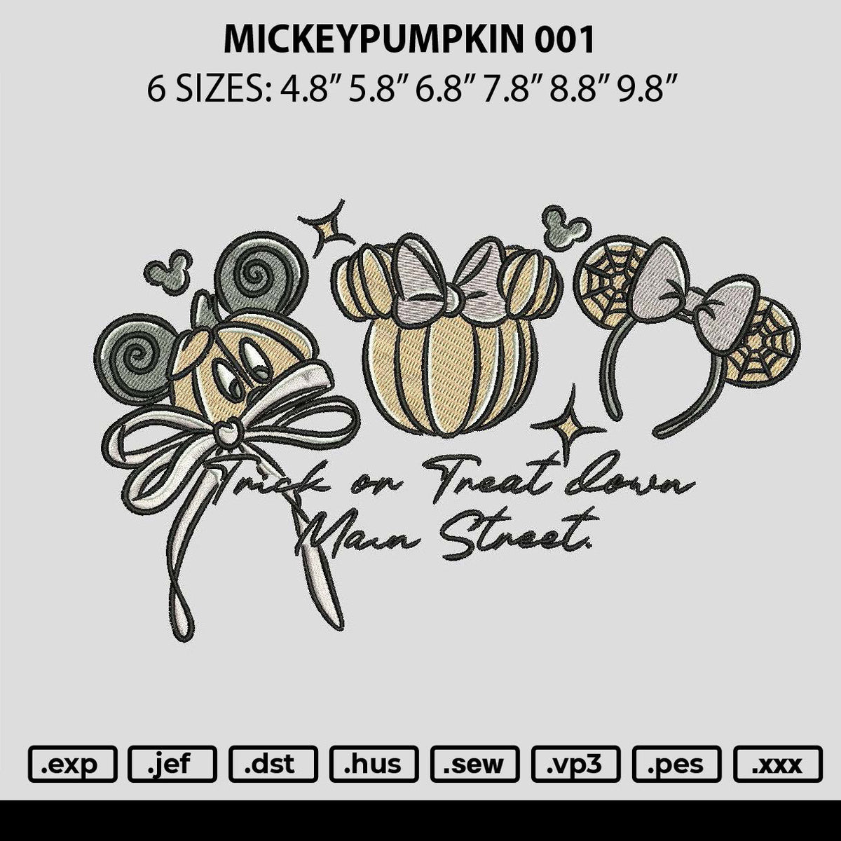 Mickeypumpkin 001 Embroidery File 6 sizes
