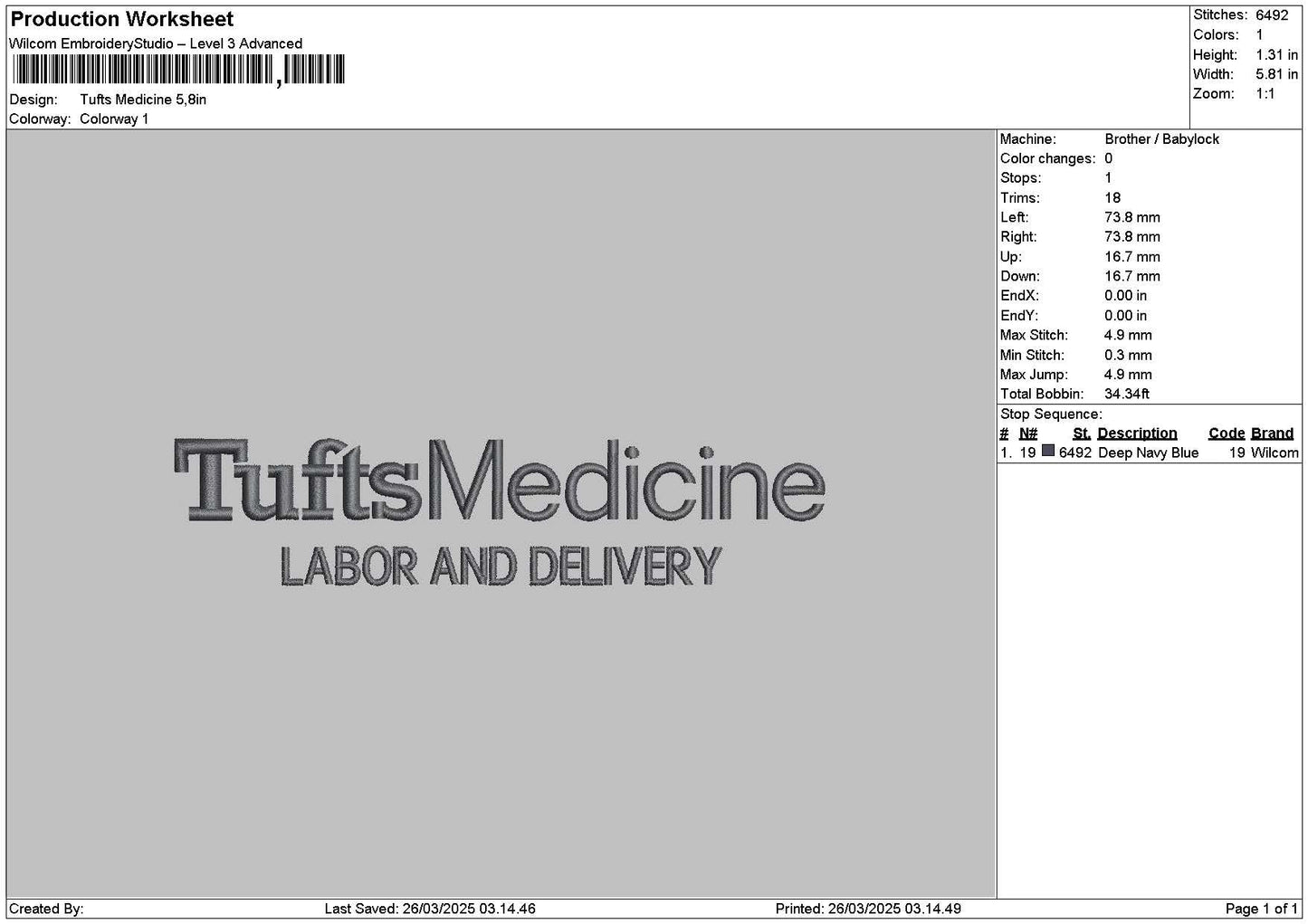 Tuftstext Embroidery File 6 sizes