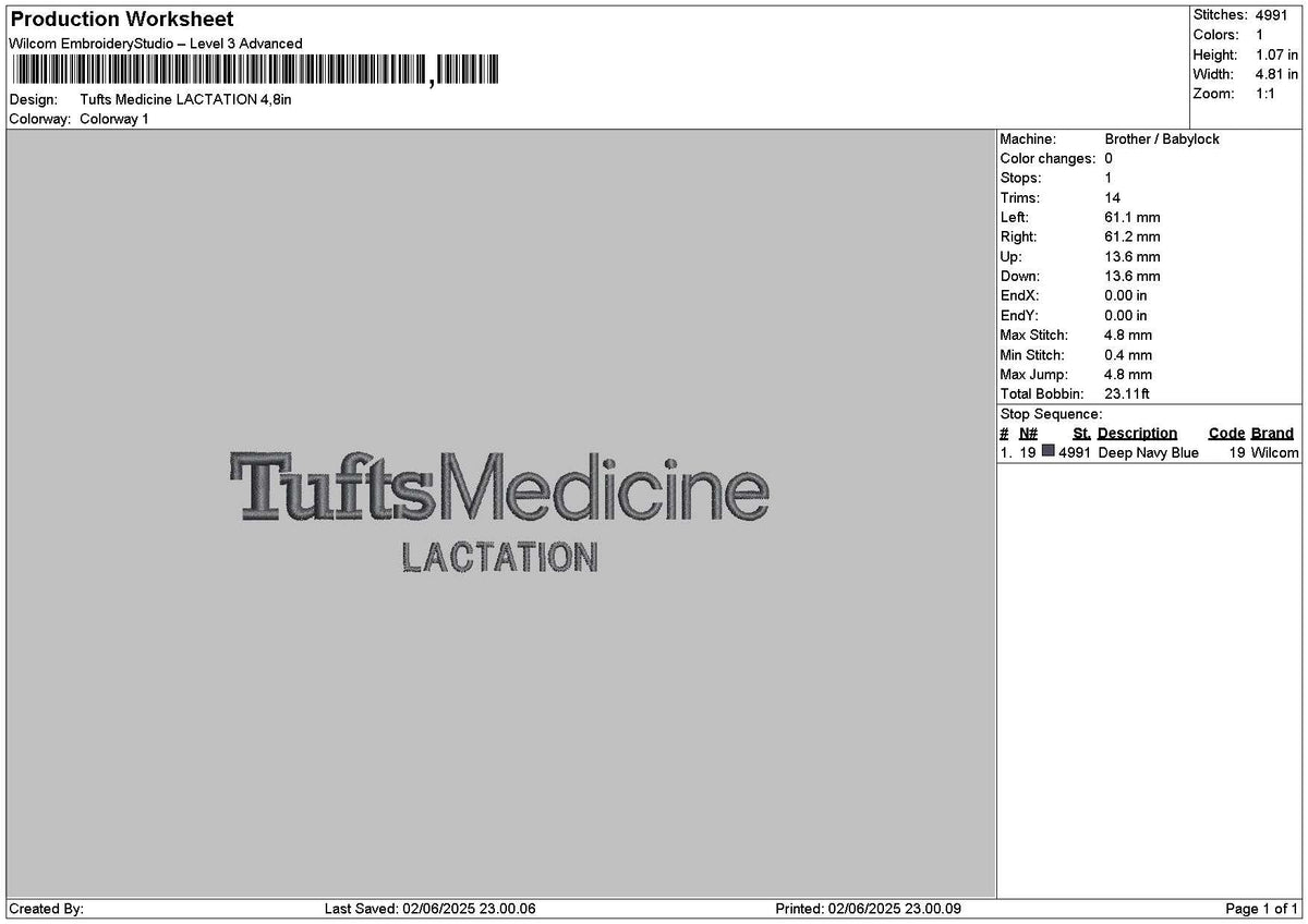 Tuftstext 0206 Embroidery File 6 sizes