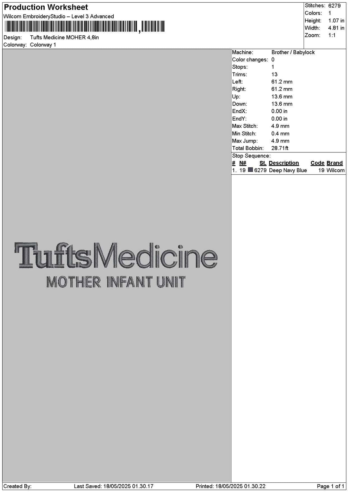 Tuftstext Embroidery File 6 sizes