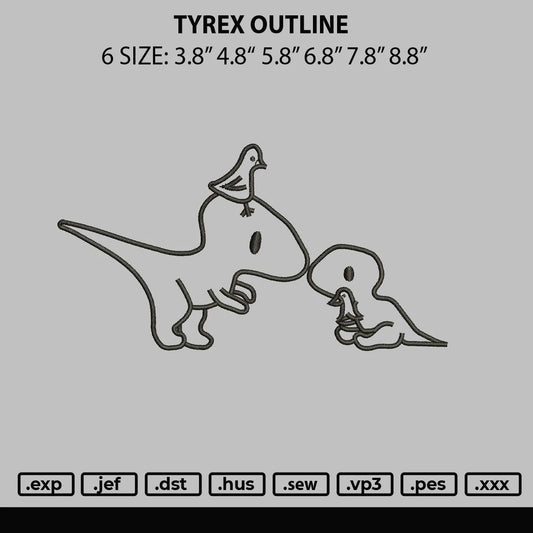 Tyrex Outline Embroidery File 6 sizes