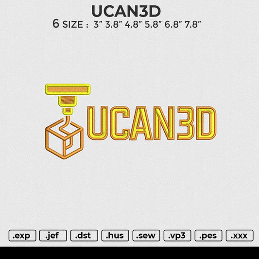 UCAN3D Embroidery File 6 sizes