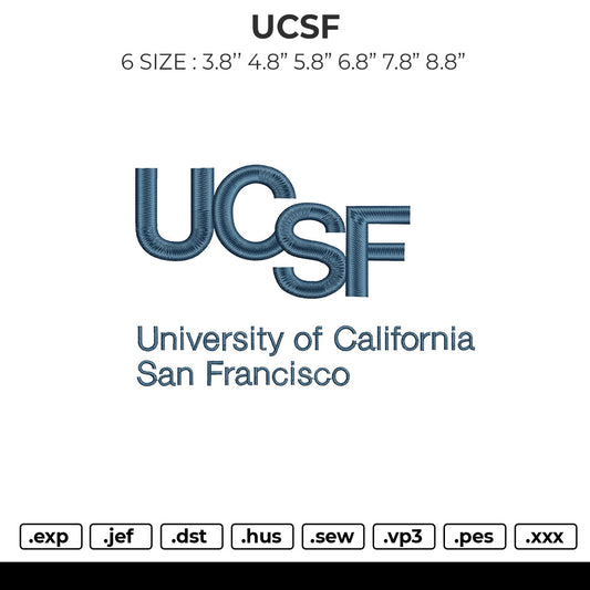 UCSF Embroidery File 6 sizes
