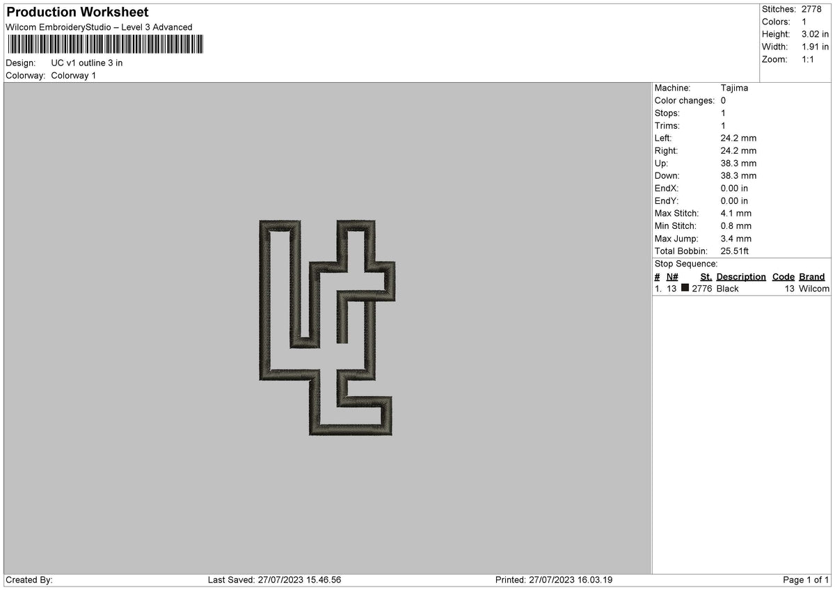 Uc V1 Fill And Outline Embroidery File 6 sizes