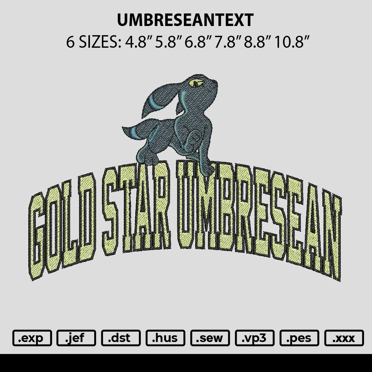 Umbreseantext Embroidery File 6 sizes