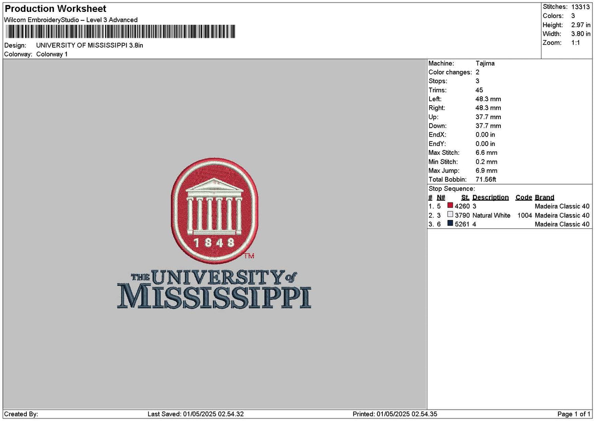 Univtext 0105 Embroidery File 6 sizes