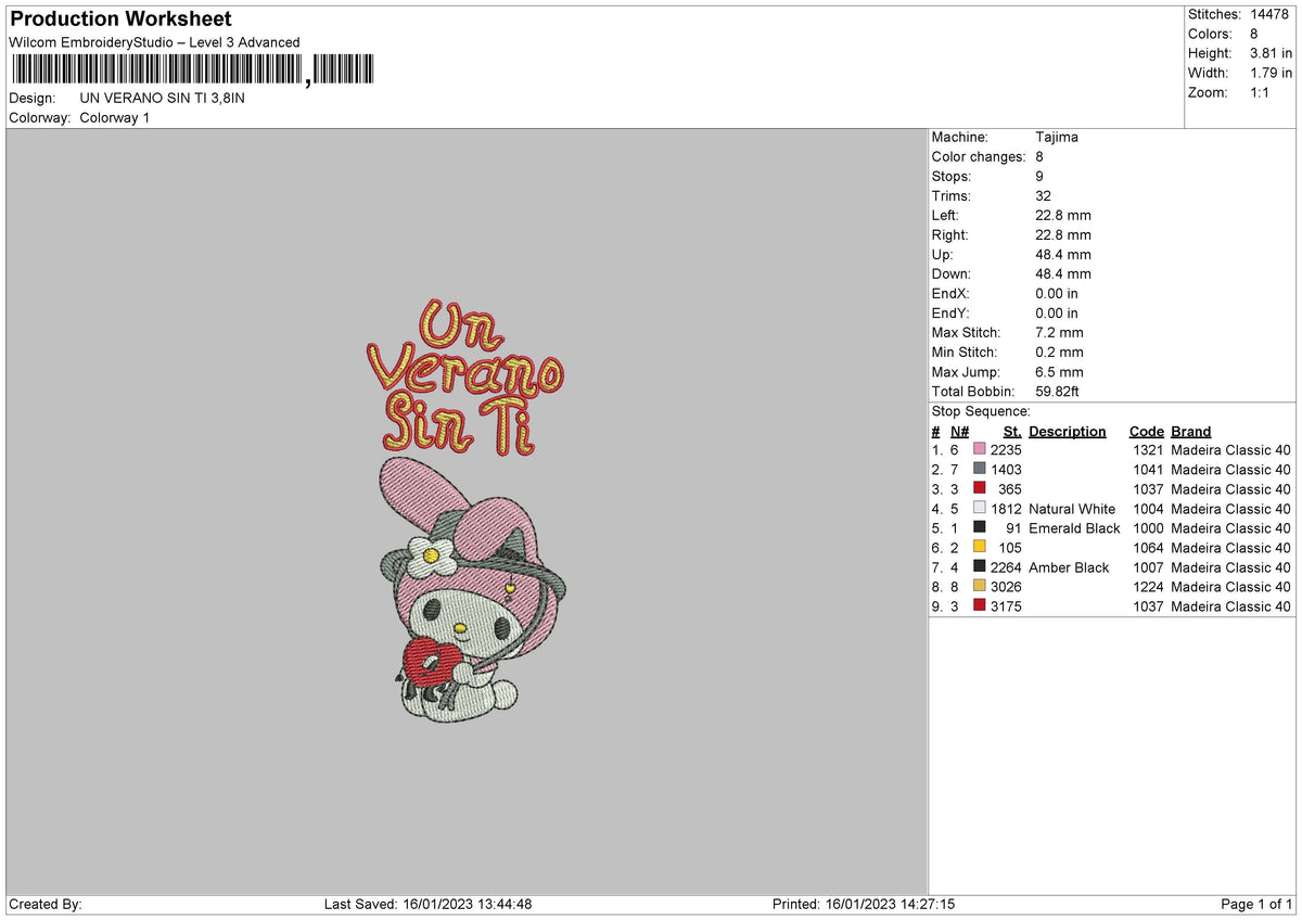 Un Verano Sin Ti Embroidery File 6 sizes