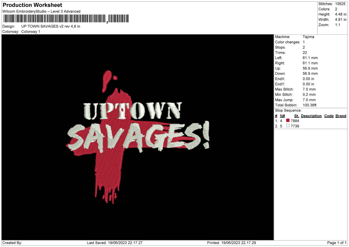 Up Town V2 Embroidery File 9 sizes