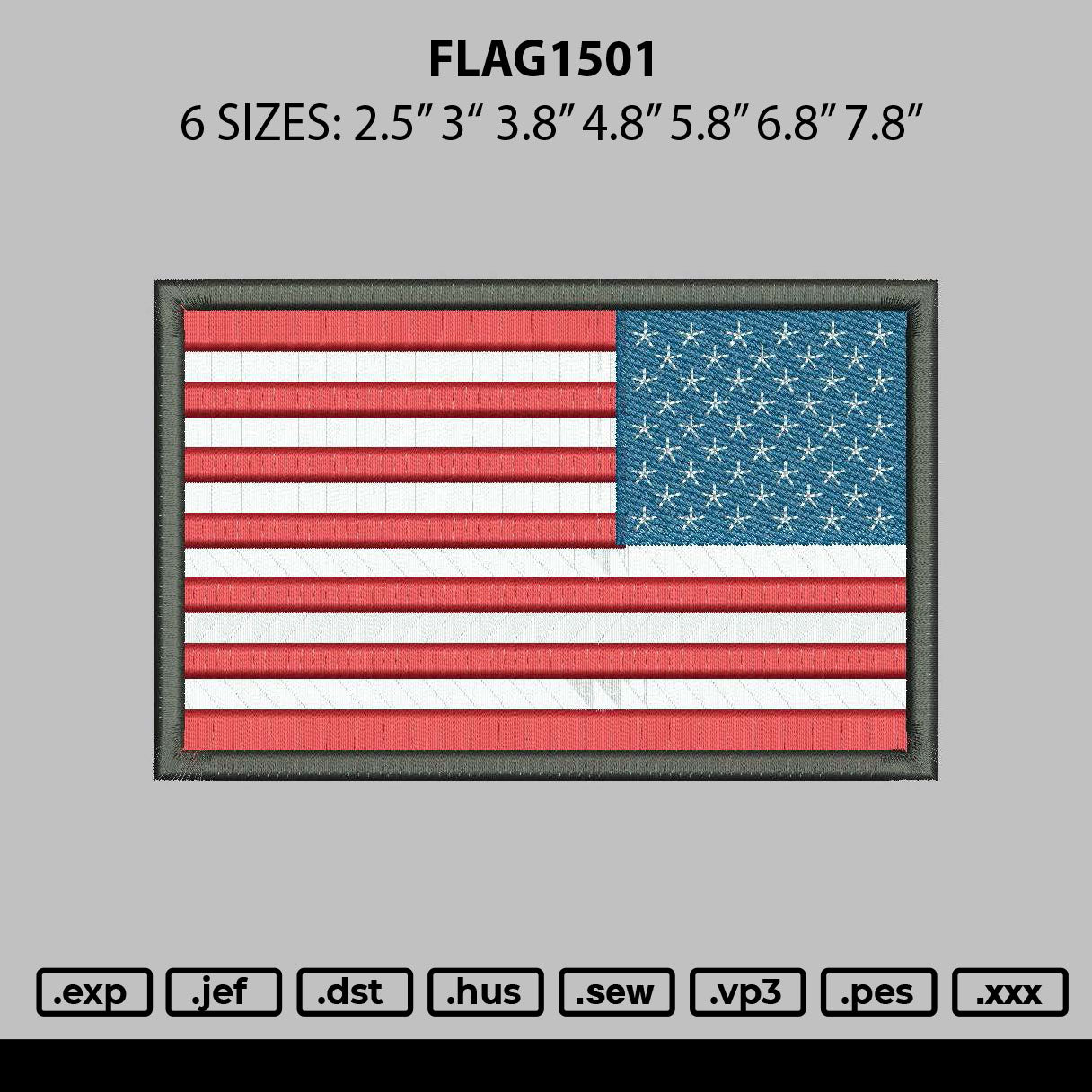 Flag1501 Embroidery File 6 sizes
