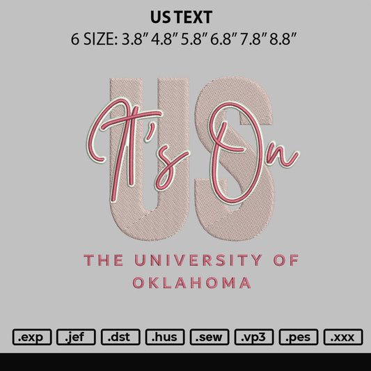 Us Text Embroidery File 6 sizes