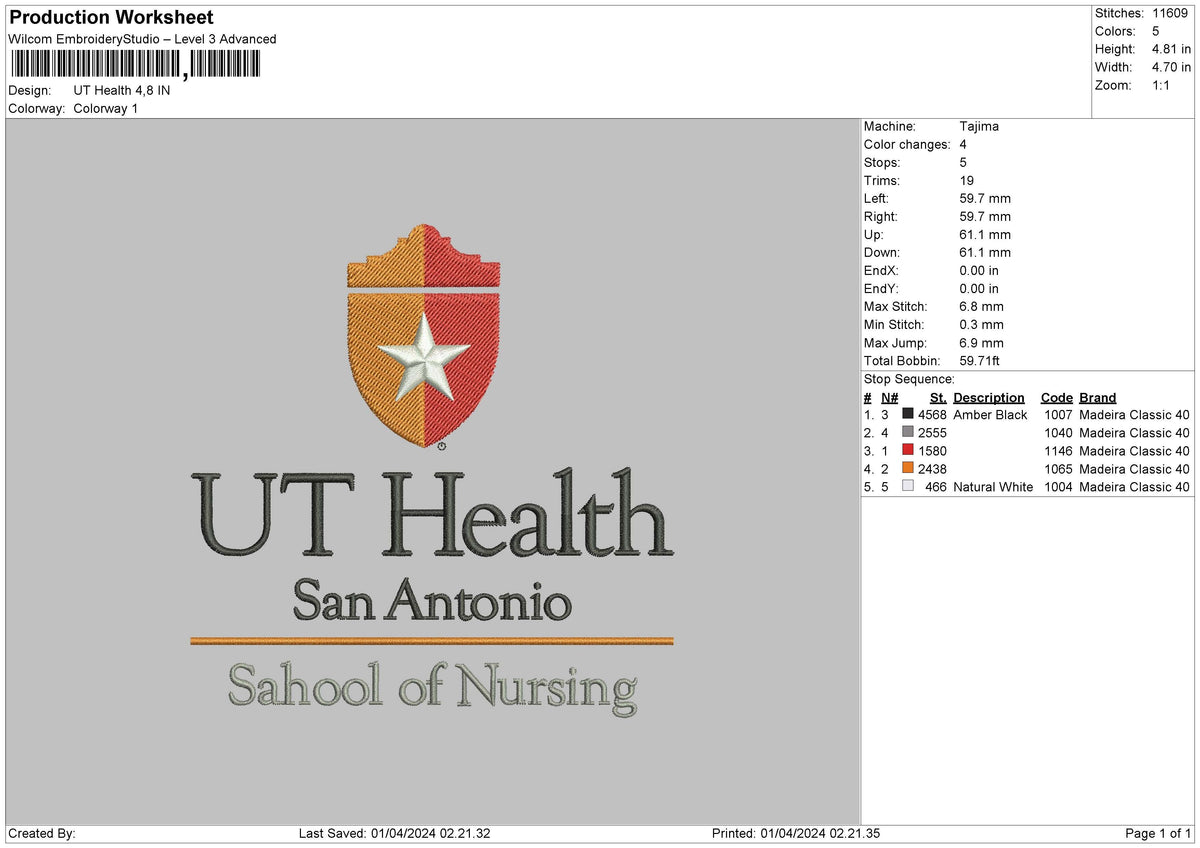 Healthtext 0104 Embroidery File 6 sizes