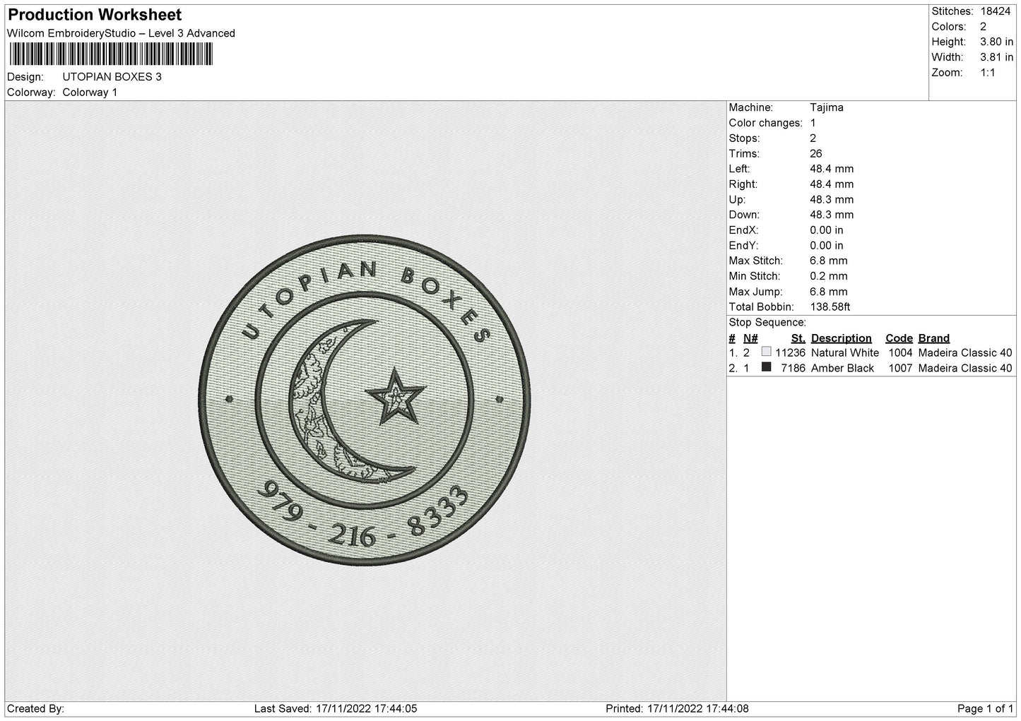 Utopian Boxes Embroidery File 6 sizes