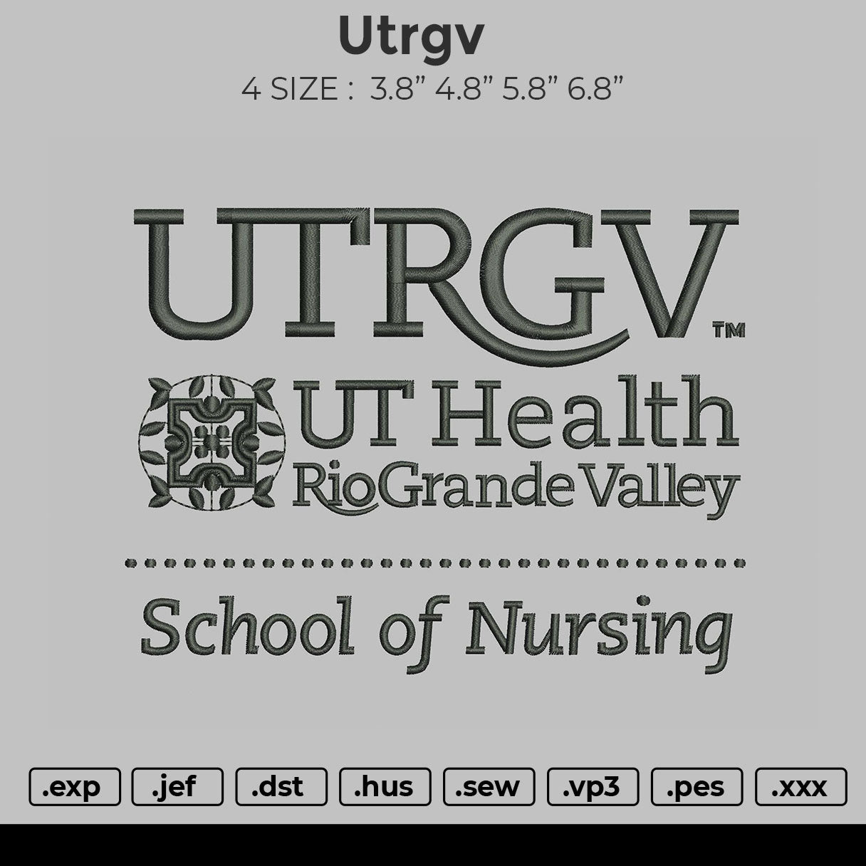 UTRGV Embroidery File 4 size