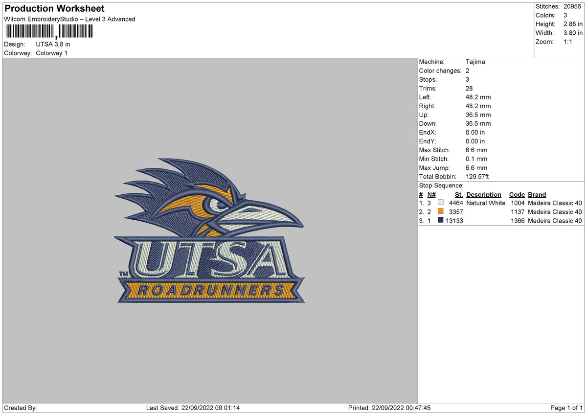  UTSA Embroidery