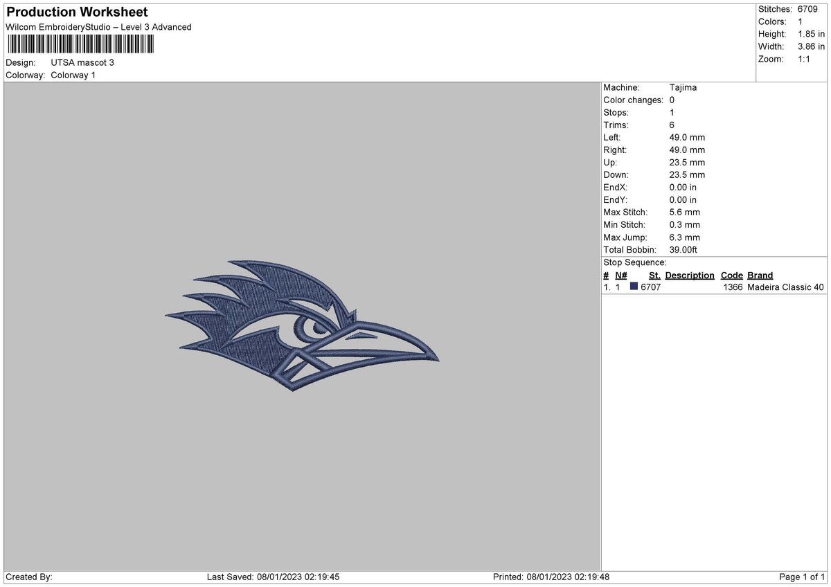 Utsa M Embroidery File