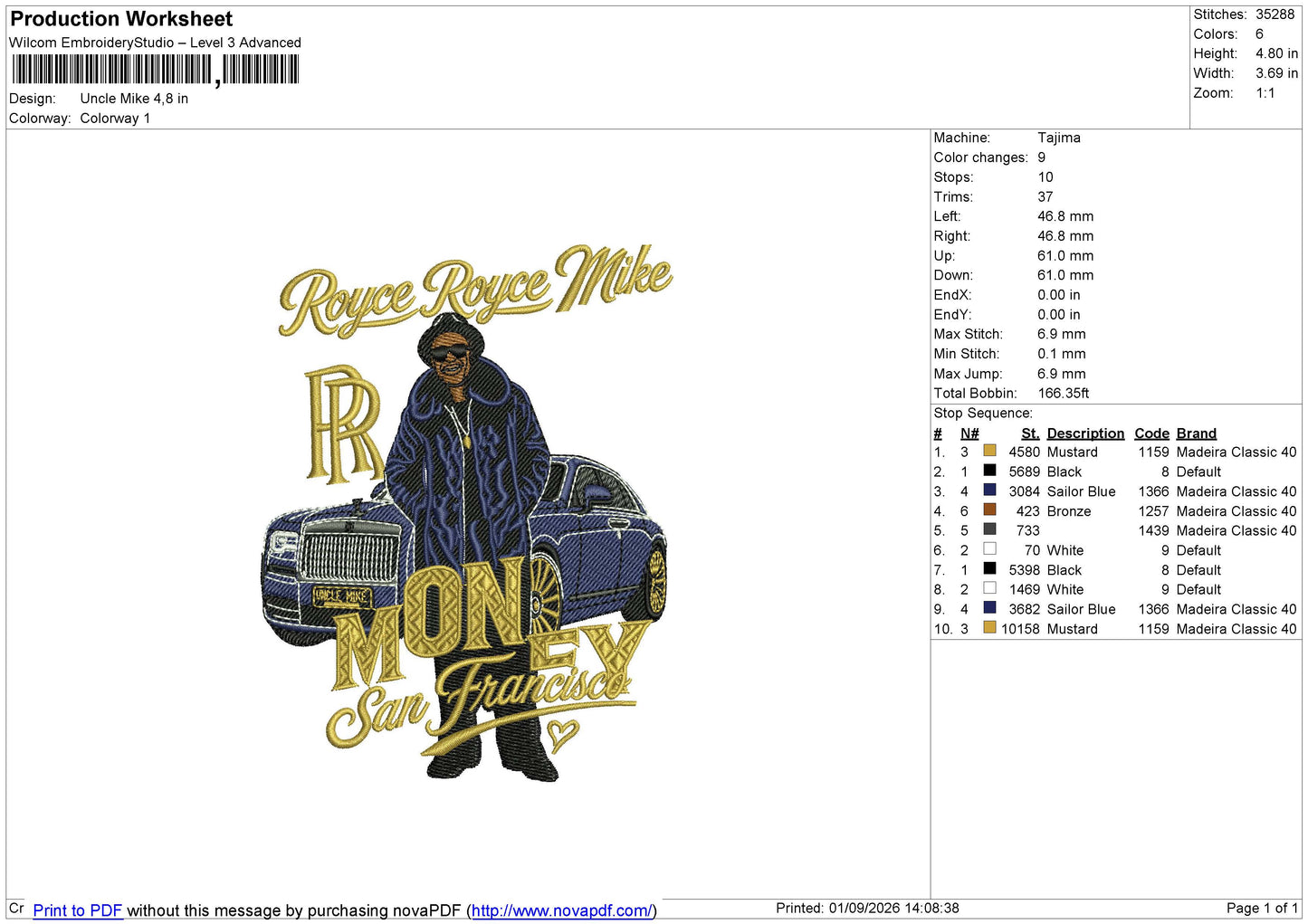 Uncle Mike Embroidery File 6 size