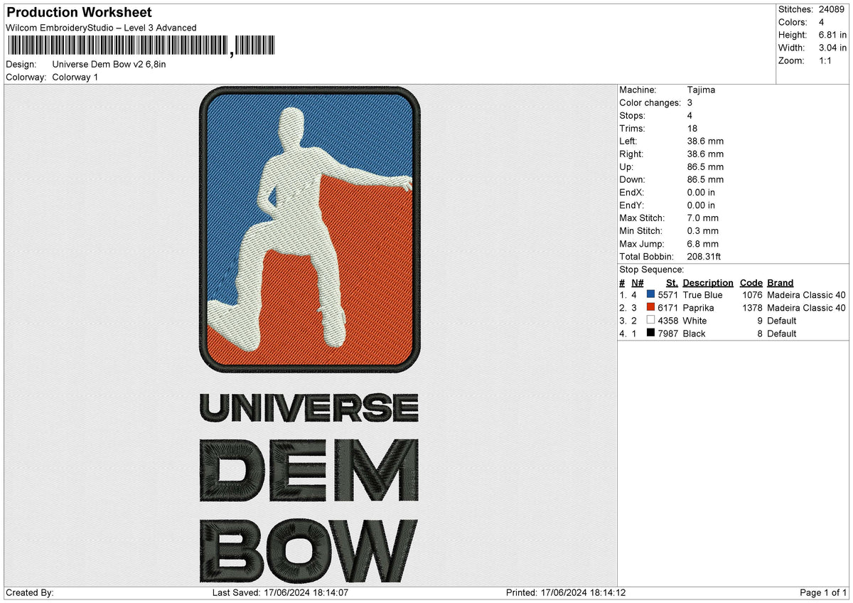 Universe Dem Bow v2 Embroidery File 6 size
