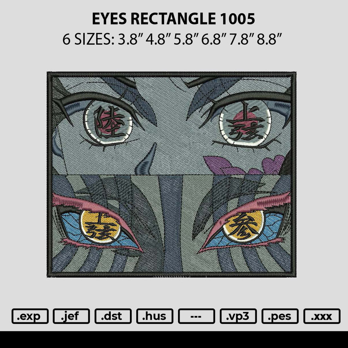 Eyesrectangle 1005 Embroidery File 6 sizes