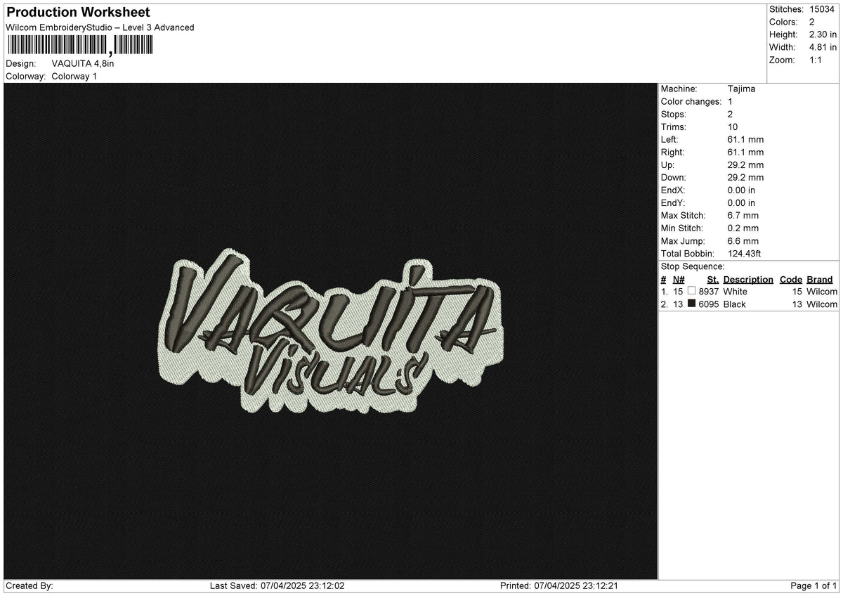 VAQUITA Embroidery File 6 size