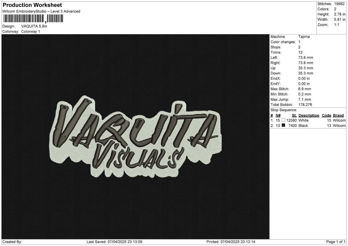 VAQUITA Embroidery File 6 size