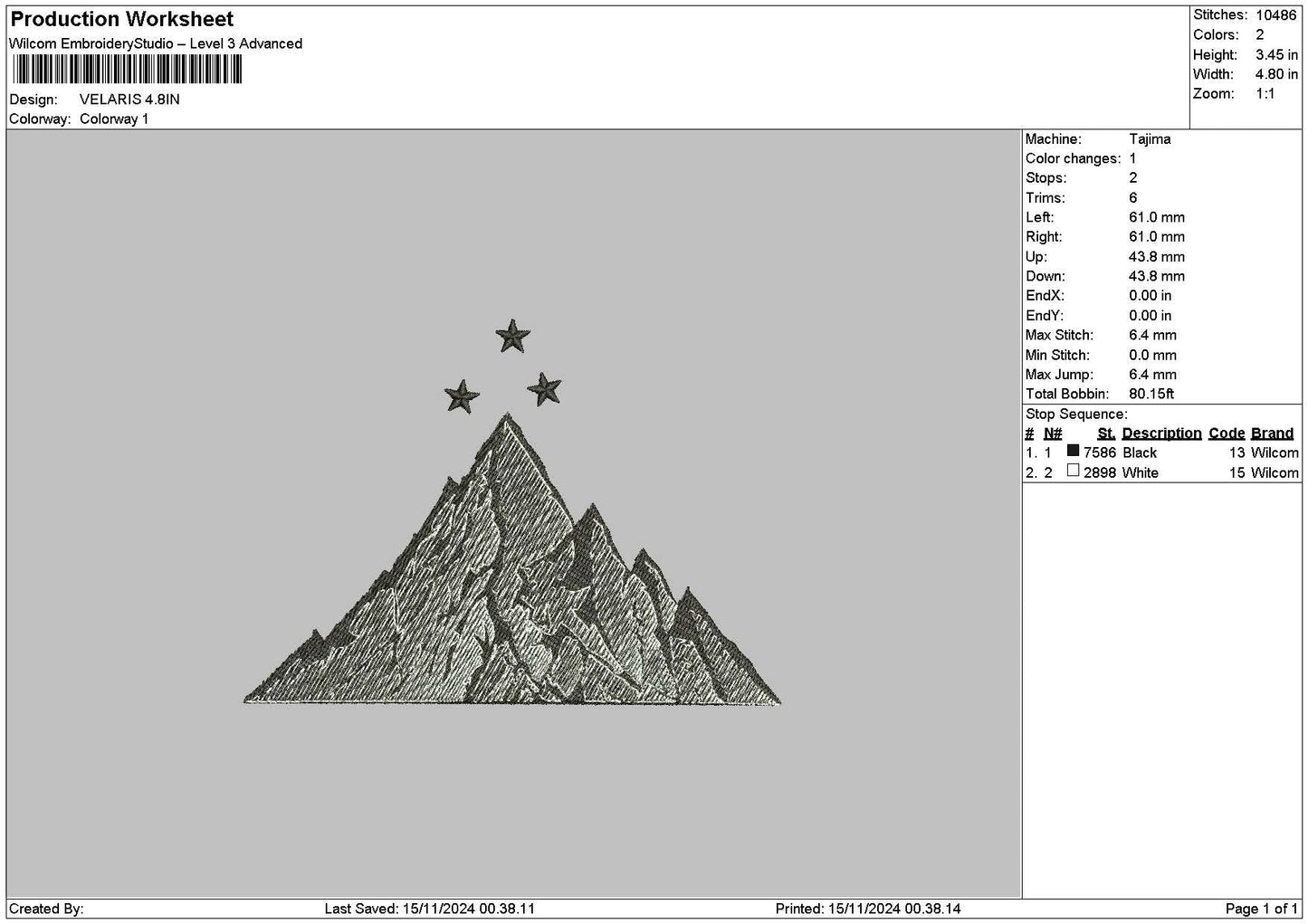 Mountains V2 Embroidery File 6 sizes