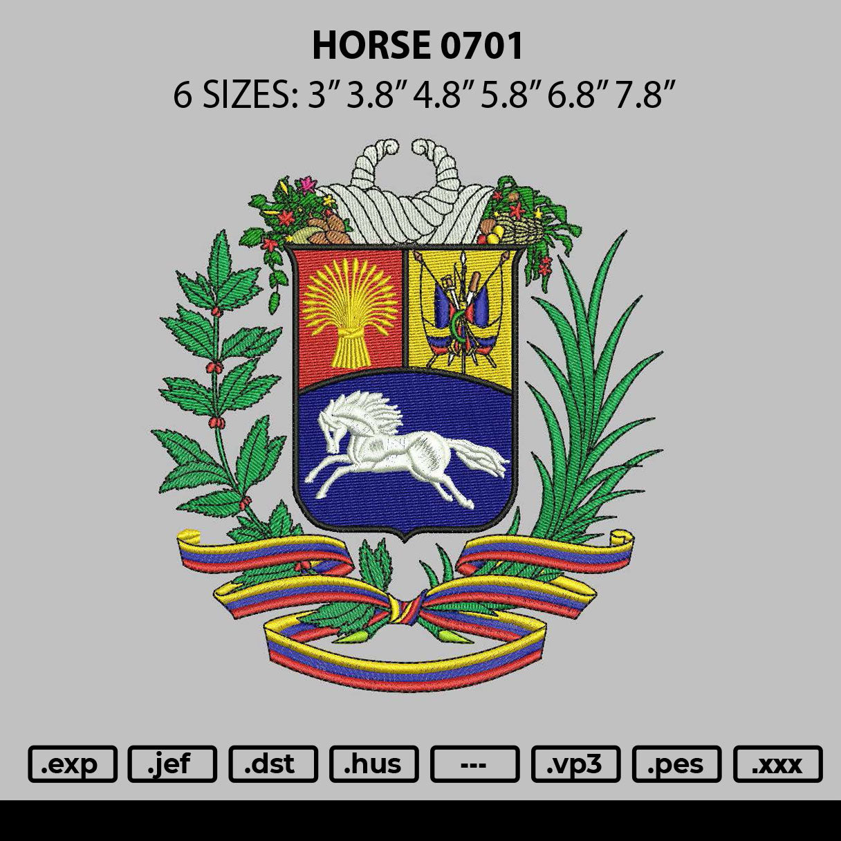 Horse 0701 Embroidery File 6 sizes