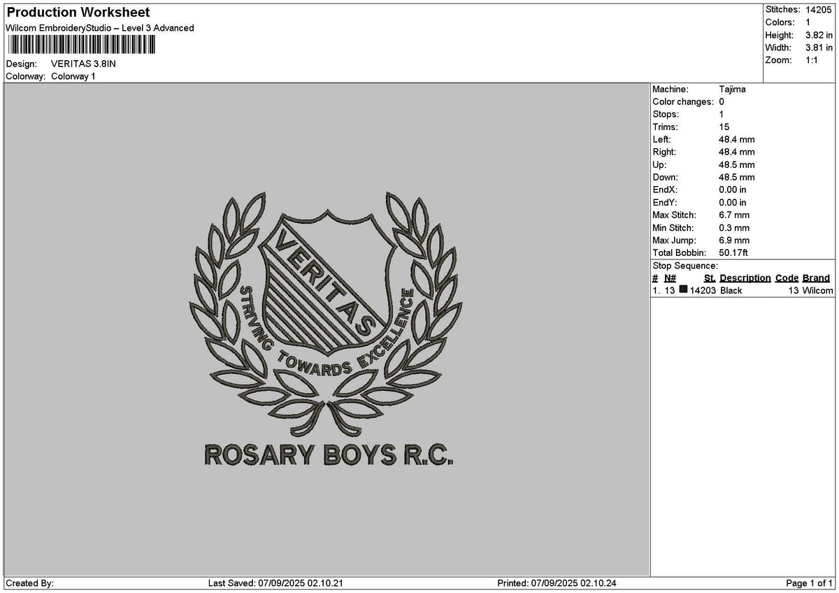 Veritastext Embroidery File 6 sizes