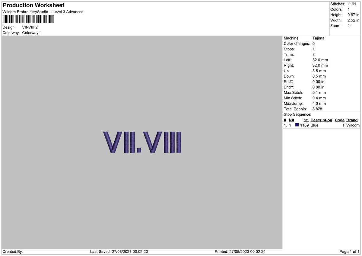 Vi Viii Embroidery File 6 sizes