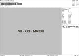 Roman Numerals 08 Embroidery File 6 sizes