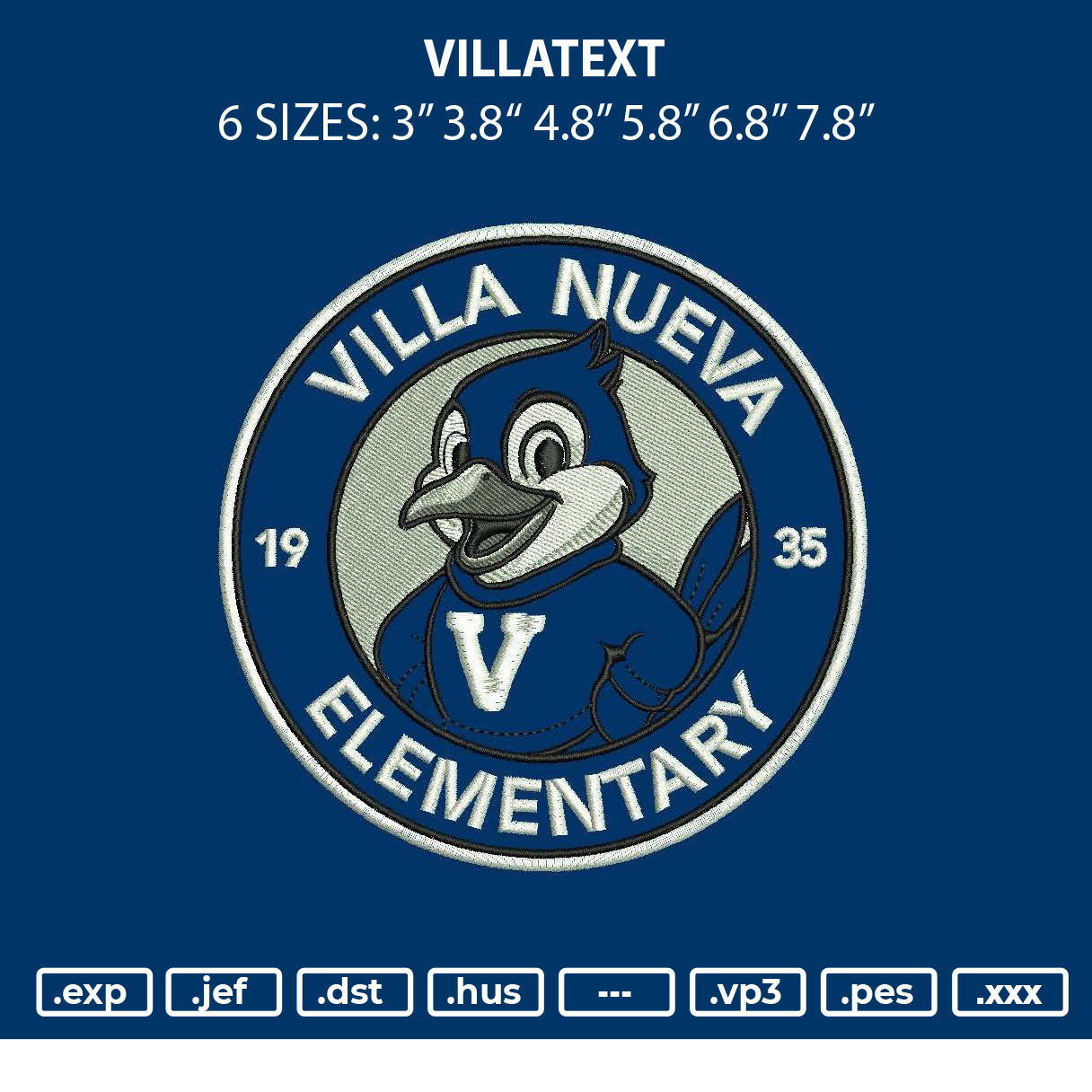 Villatext Embroidery File 6 sizes