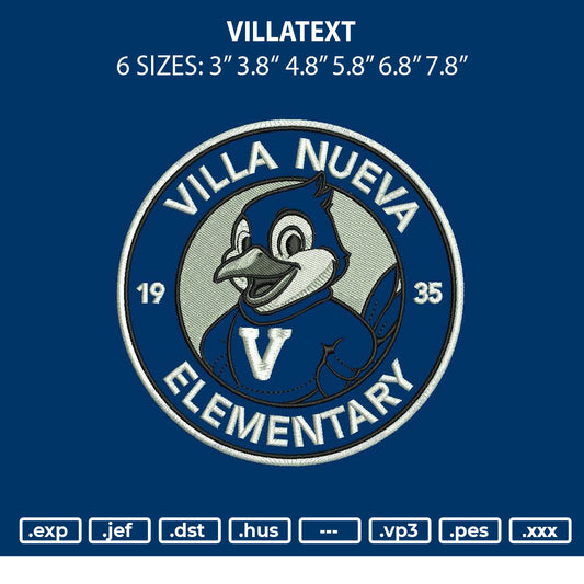 Villatext Embroidery File 6 sizes