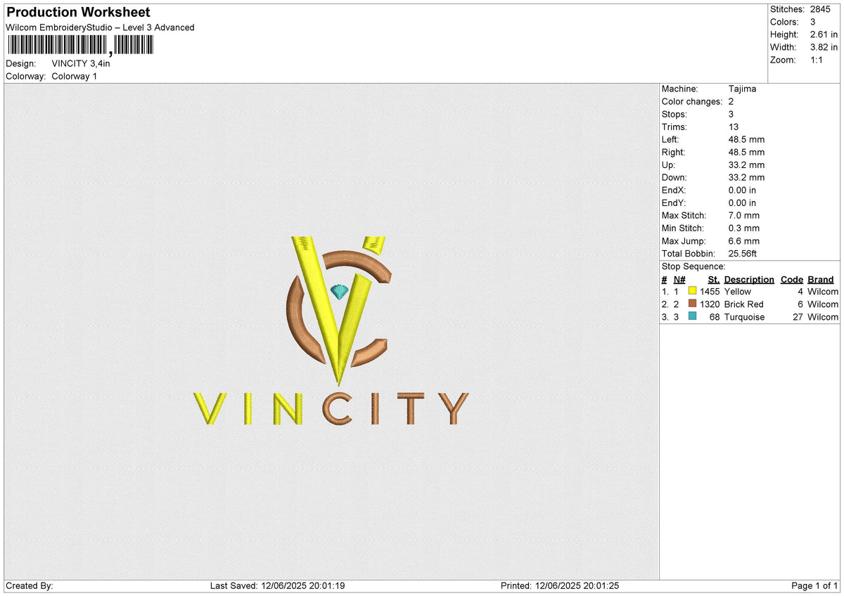 VINCITY Embroidery File 6 size