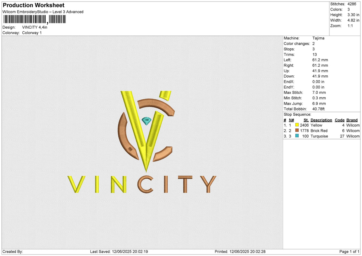 VINCITY Embroidery File 6 size