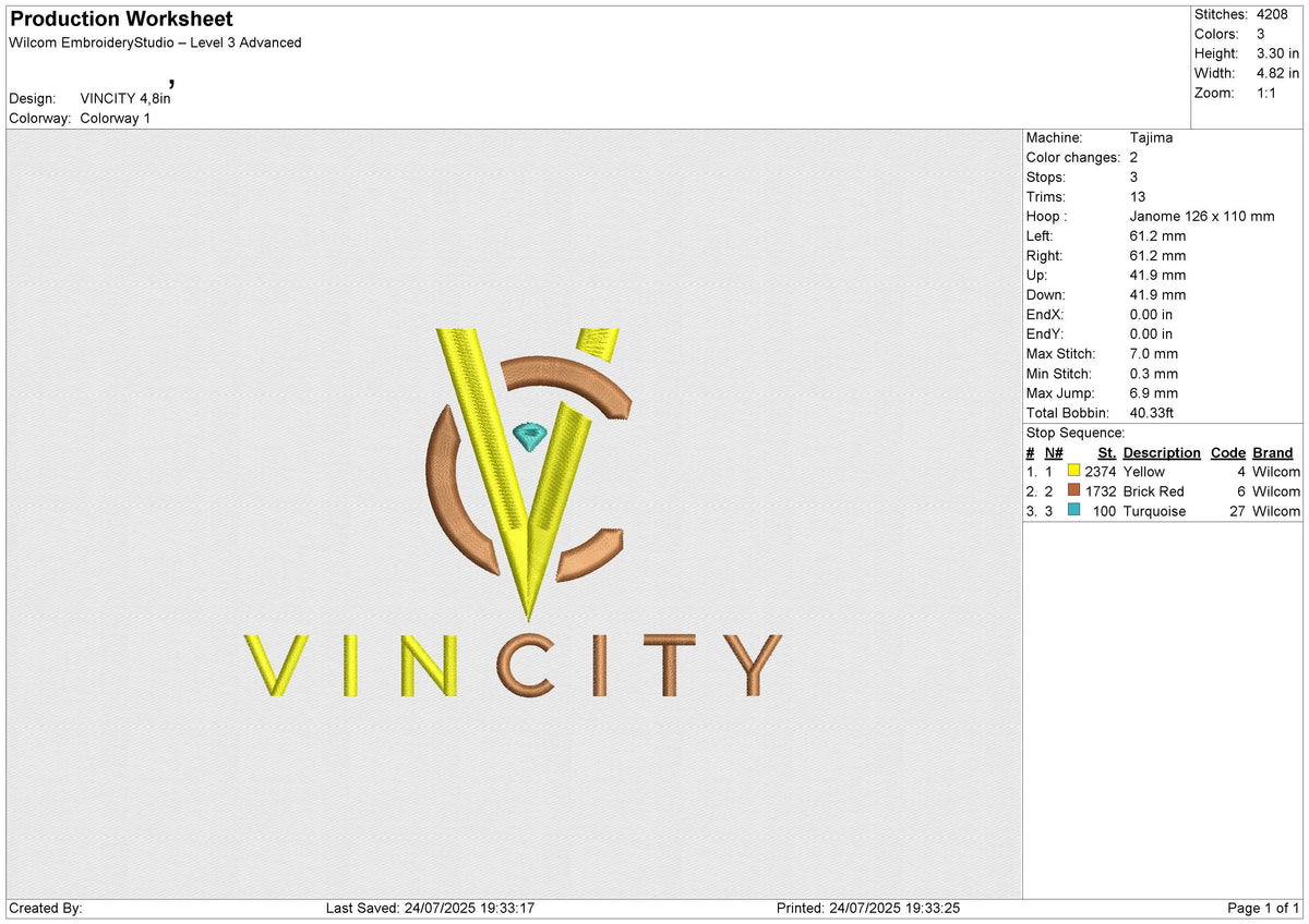 VINCITY Embroidery File 6 size