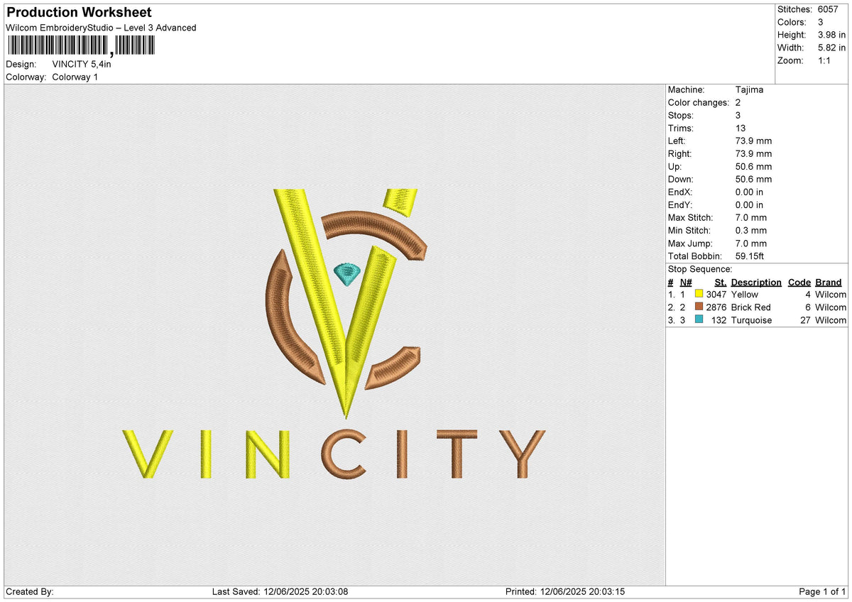 VINCITY Embroidery File 6 size