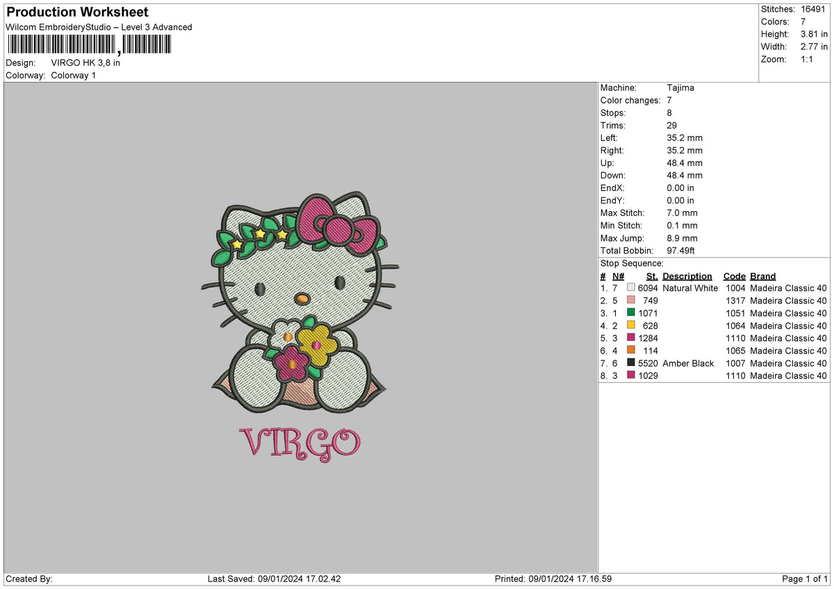 Virgo Hk Embroidery File 6 sizes