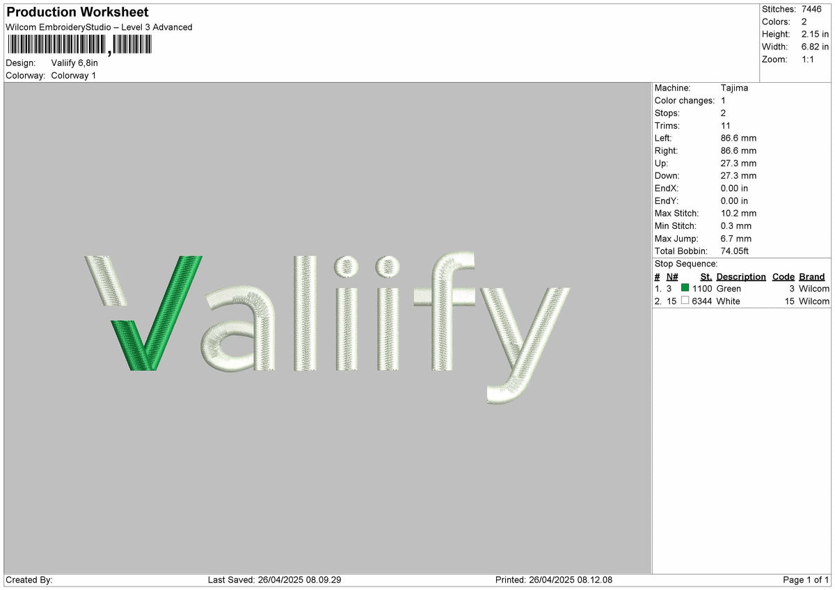 Valiify logo embroidery files