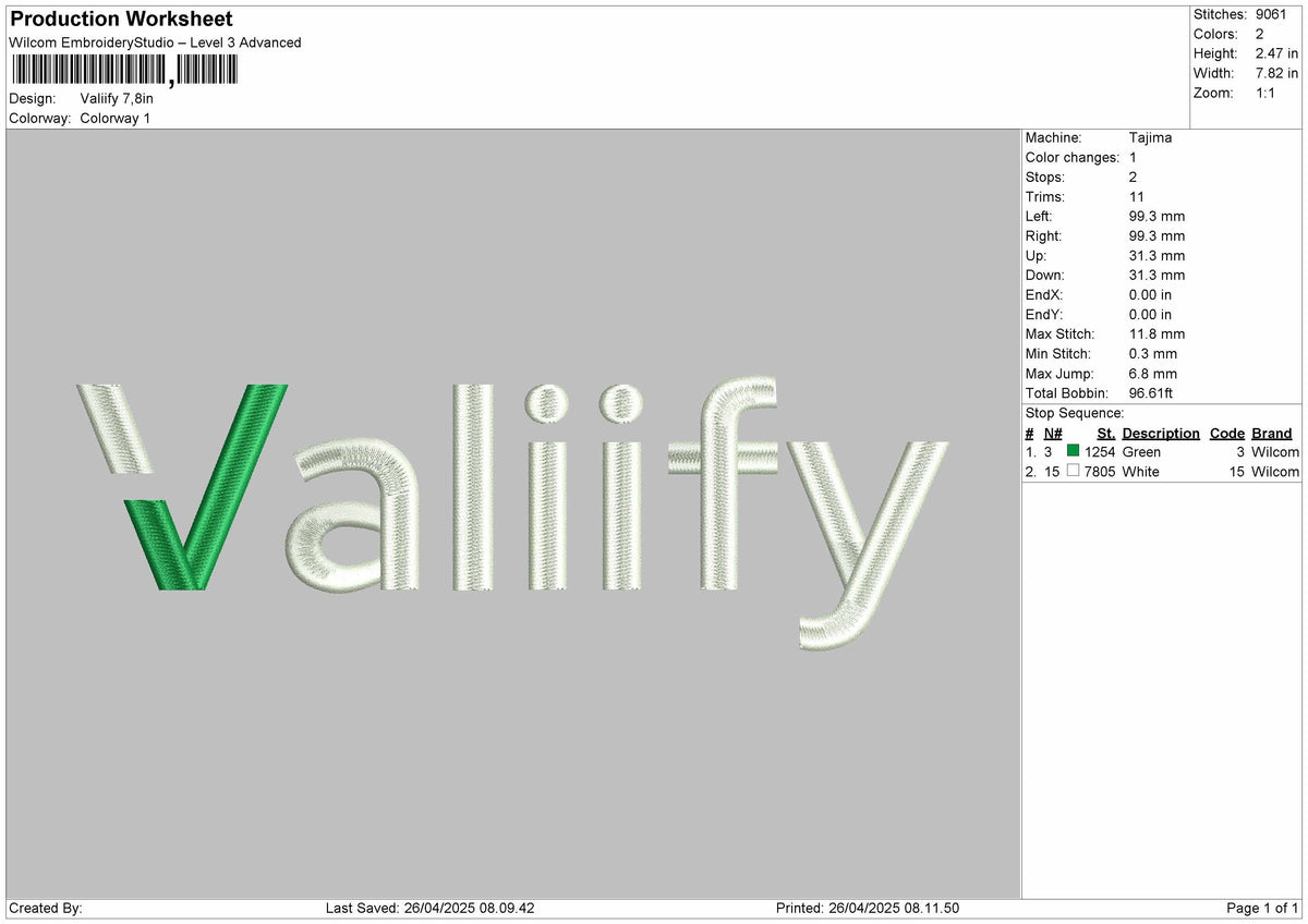 Valiify logo embroidery files