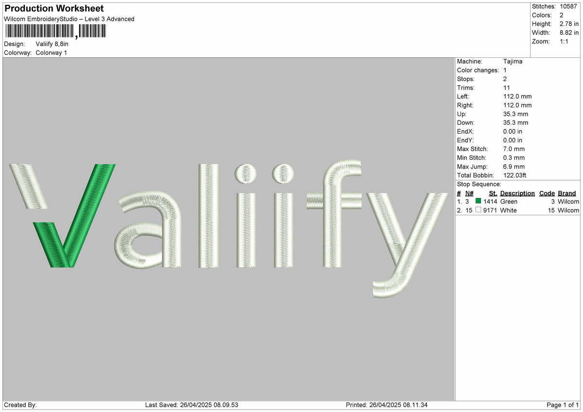 Valiify logo embroidery files