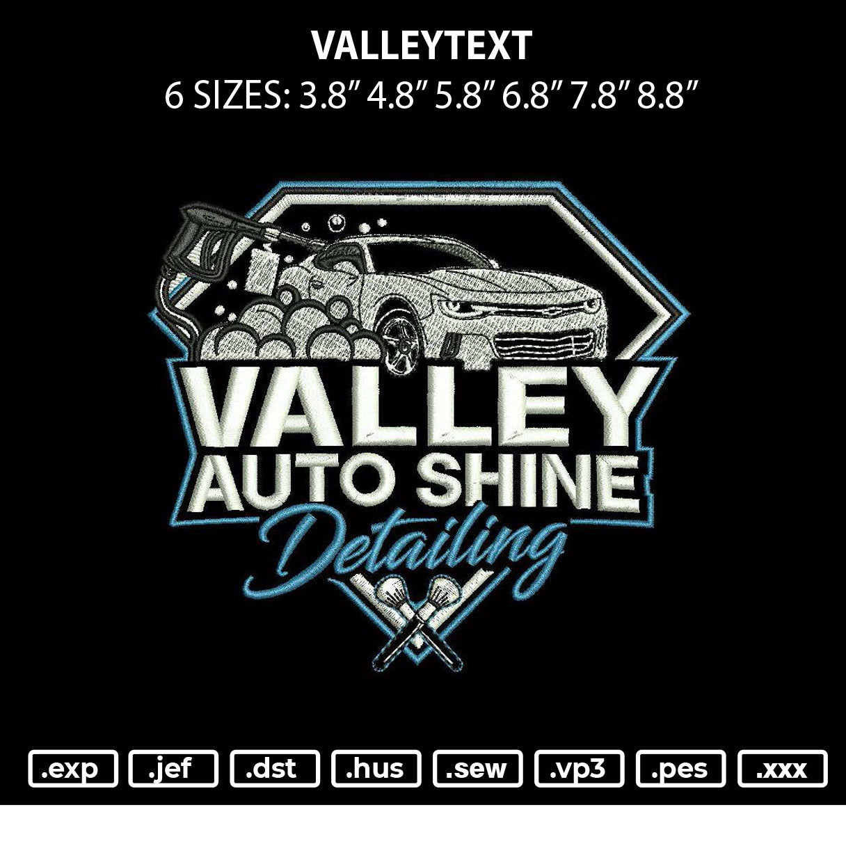 Valleytext Embroidery File 6 sizes