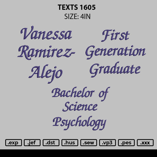 Texts 1605 Embroidery File 6 sizes