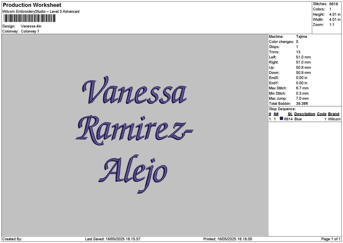 Texts 1605 Embroidery File 6 sizes