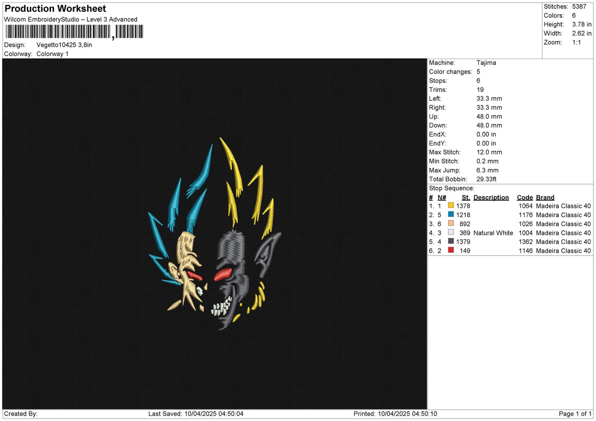 Vegetto 10425 Embroidery File 6 size