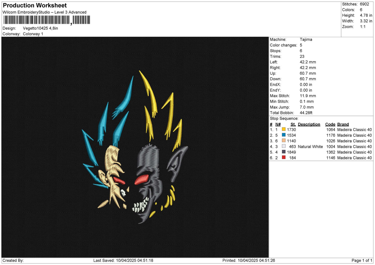 Vegetto 10425 Embroidery File 6 size
